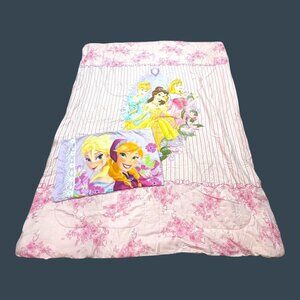 Disney Princess Twin Comforter + Frozen Pillowcase  Set Belle Cinderella Blanket